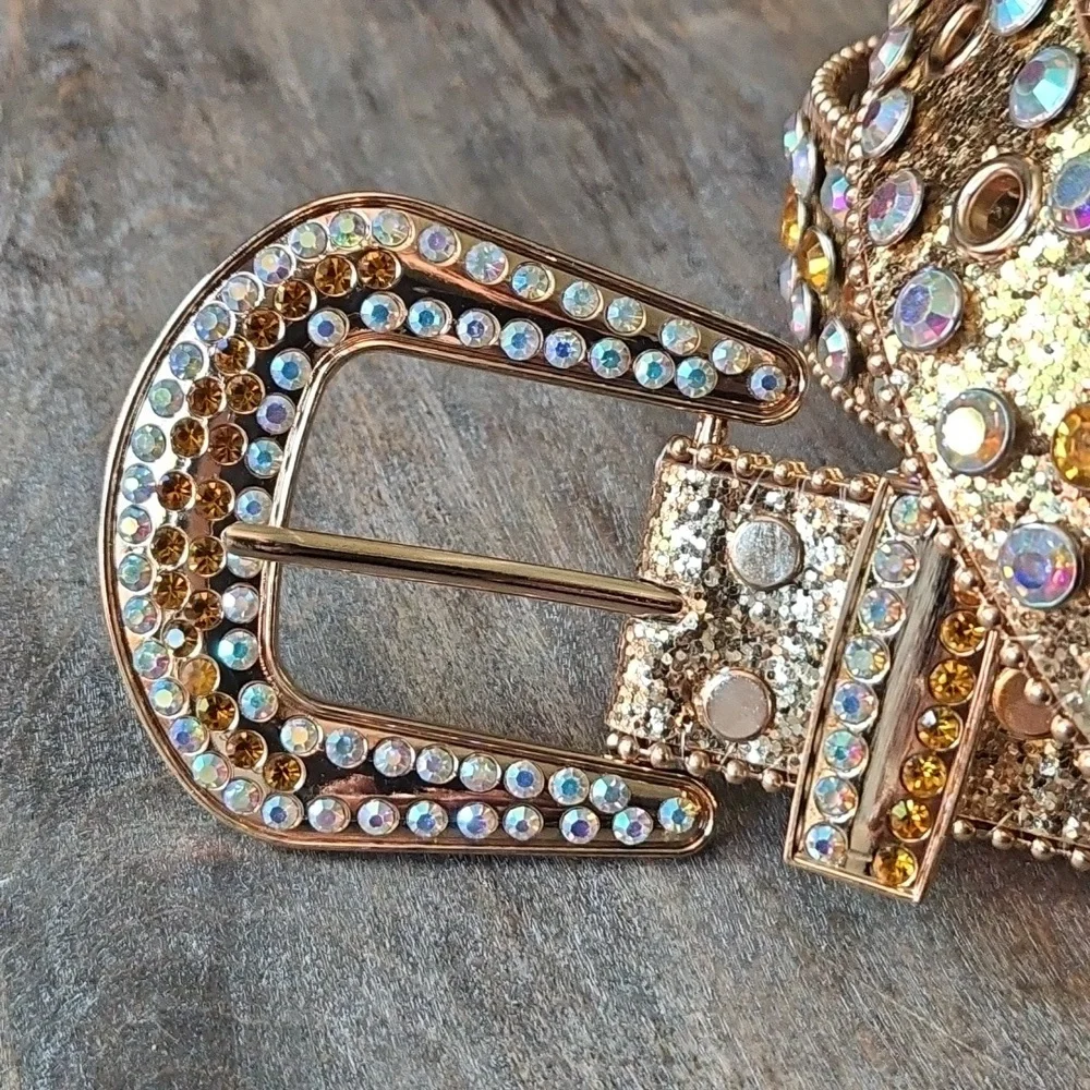 NWT Western Gold Rhinestone Glitter Studded Belt
